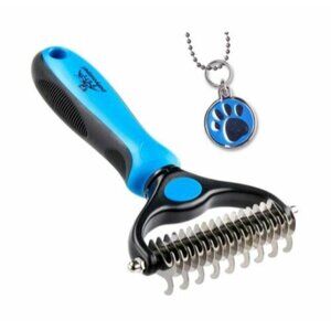 Deshedding Brush Double-Sided Undercoat Rake for Dogs & Cats Tool for Grooming